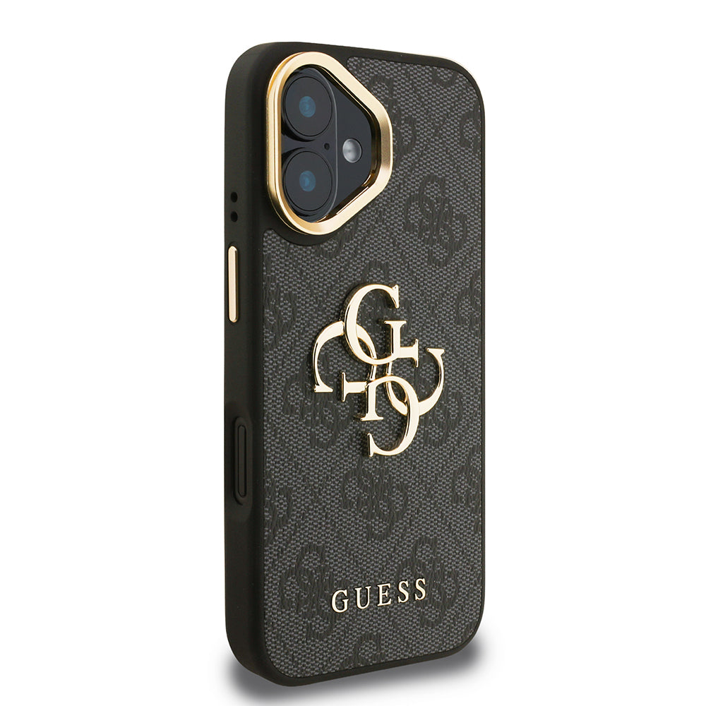 Guess iPhone 16 Plus Orjinal Lisanslı PU Deri 4G Desenli Metal Büyük 4G ve Yazı Logolu Kamera Standlı Kılıf Guess iPhone 16 Plus Orjinal Lisanslı PU Deri 4G Desenli Metal Büyük 4G ve Yazı Logolu Kamera Standlı Kılıf